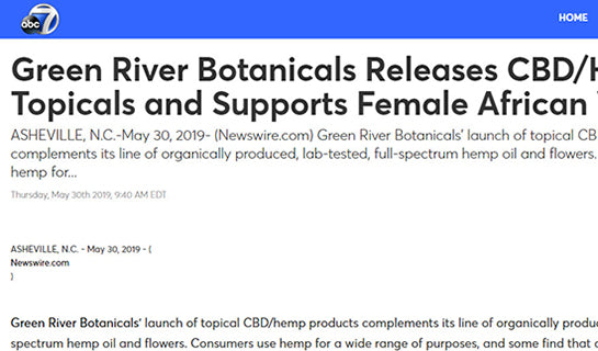 Green River Botanicals Releases CBD/Hemp Topicals and Supports Female African Workers